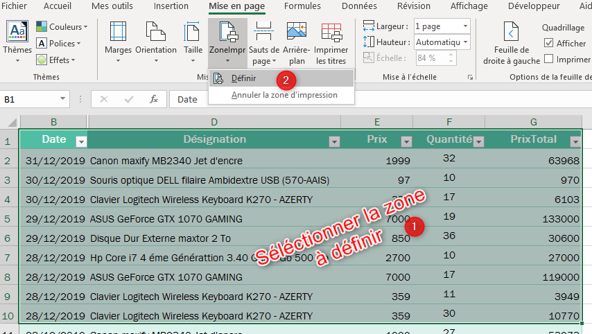 Imprimer et enregistrer un classeur